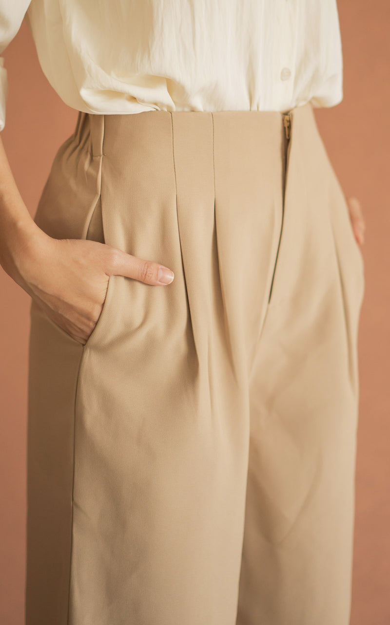 Mabel Flare Cut Maternity Pants in Taupe