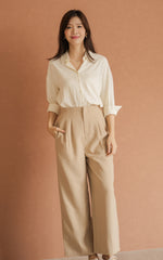 Mabel Flare Cut Maternity Pants in Taupe