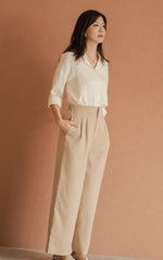 Mabel Flare Cut Maternity Pants in Taupe