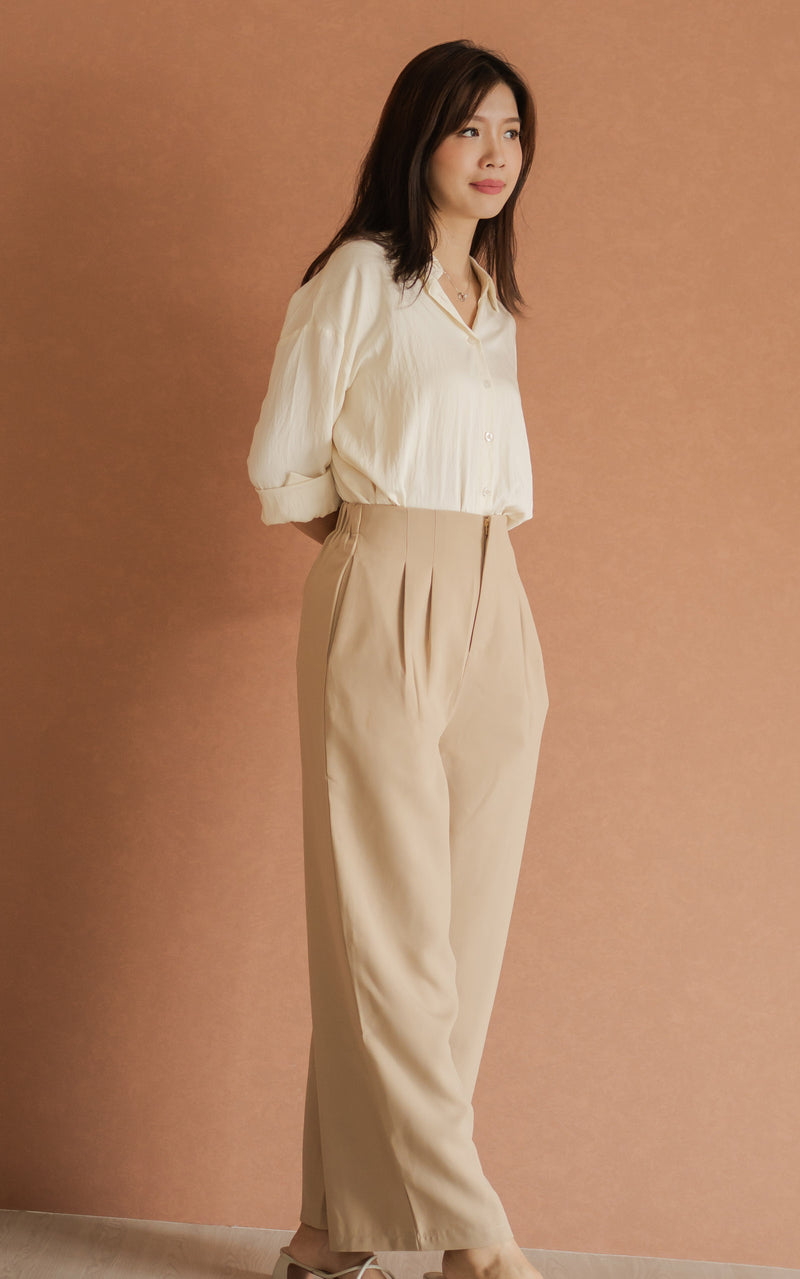 Mabel Flare Cut Maternity Pants in Taupe
