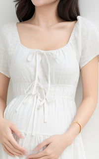 Macie Textured Nursing Dress in Cream