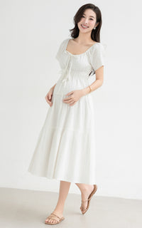 Macie Textured Nursing Dress in Cream