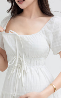 Macie Textured Nursing Dress in Cream
