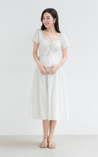 Macie Textured Nursing Dress in Cream
