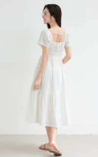 Macie Textured Nursing Dress in Cream