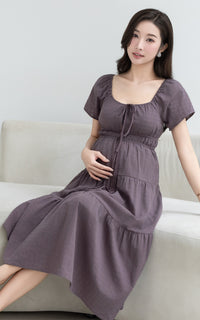 Macie Textured Nursing Dress in Dusty Purple