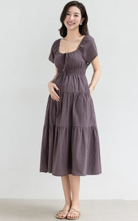Macie Textured Nursing Dress in Dusty Purple