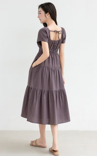 Macie Textured Nursing Dress in Dusty Purple