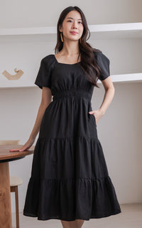 Madilyn Linen Nursing Dress in Black