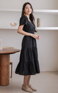 Madilyn Linen Nursing Dress in Black