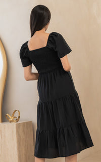 Madilyn Linen Nursing Dress in Black