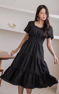 Madilyn Linen Nursing Dress in Black