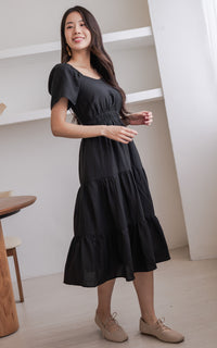 Madilyn Linen Nursing Dress in Black