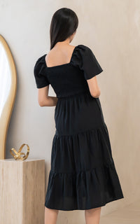 Madilyn Linen Nursing Dress in Black