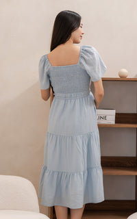 Madilyn Linen Nursing Dress in Sky Blue