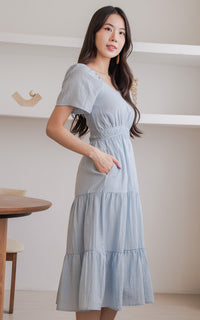 Madilyn Linen Nursing Dress in Sky Blue