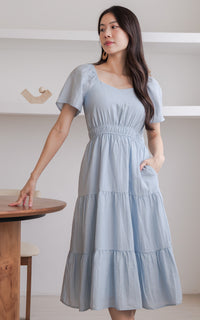Madilyn Linen Nursing Dress in Sky Blue