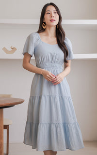 Madilyn Linen Nursing Dress in Sky Blue