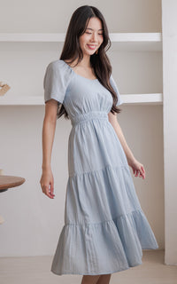 Madilyn Linen Nursing Dress in Sky Blue