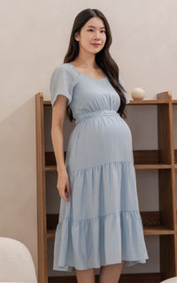 Madilyn Linen Nursing Dress in Sky Blue