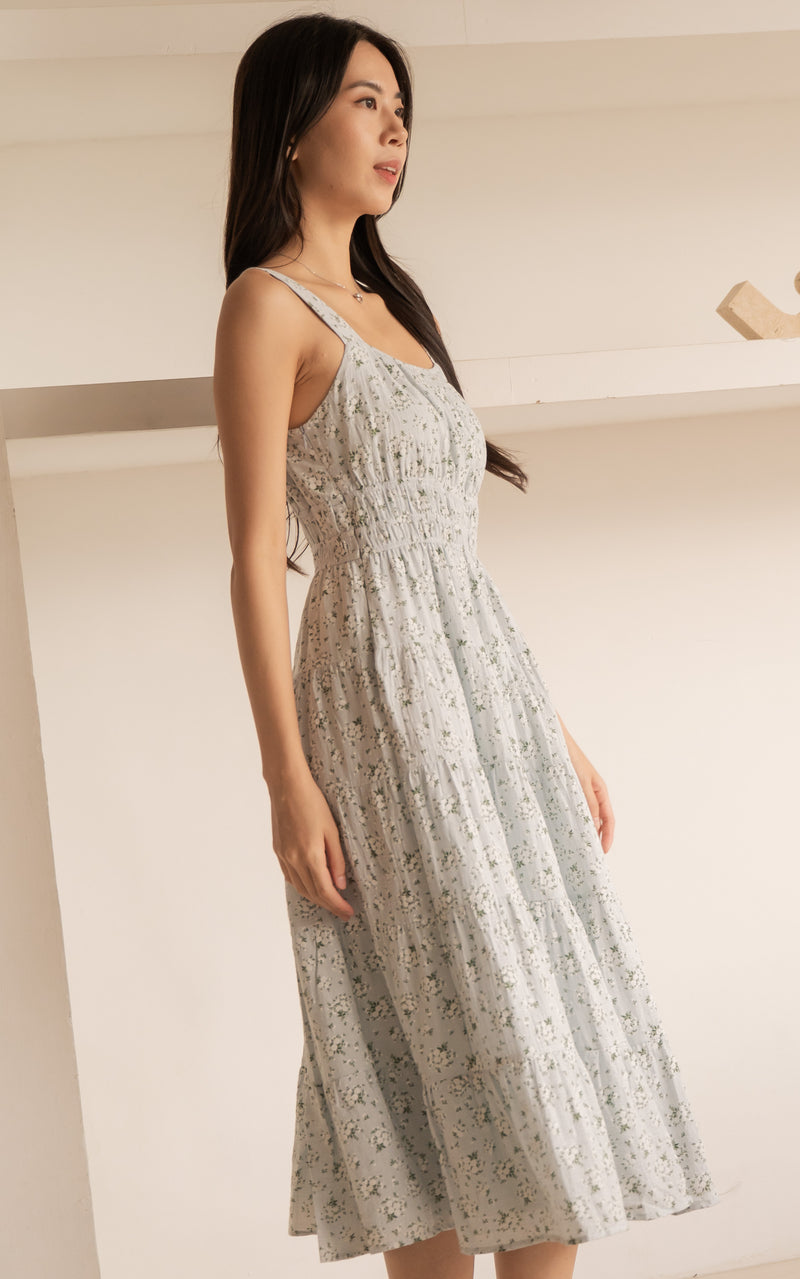 Maisie Floral Nursing Dress in Blue
