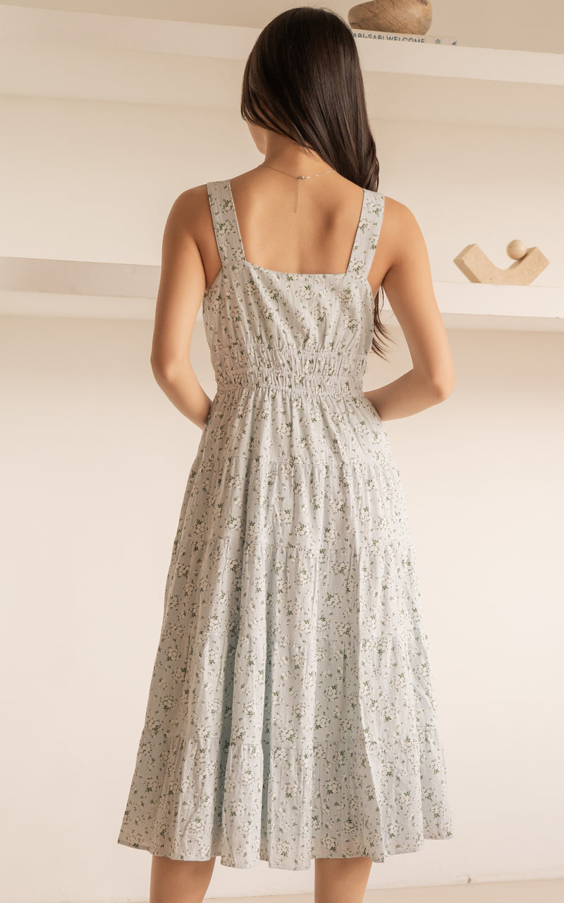 Maisie Floral Nursing Dress in Blue