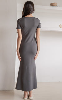 Malia Padded Bodycon Nursing Dress in Charcoal