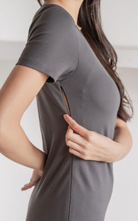 Malia Padded Bodycon Nursing Dress in Charcoal