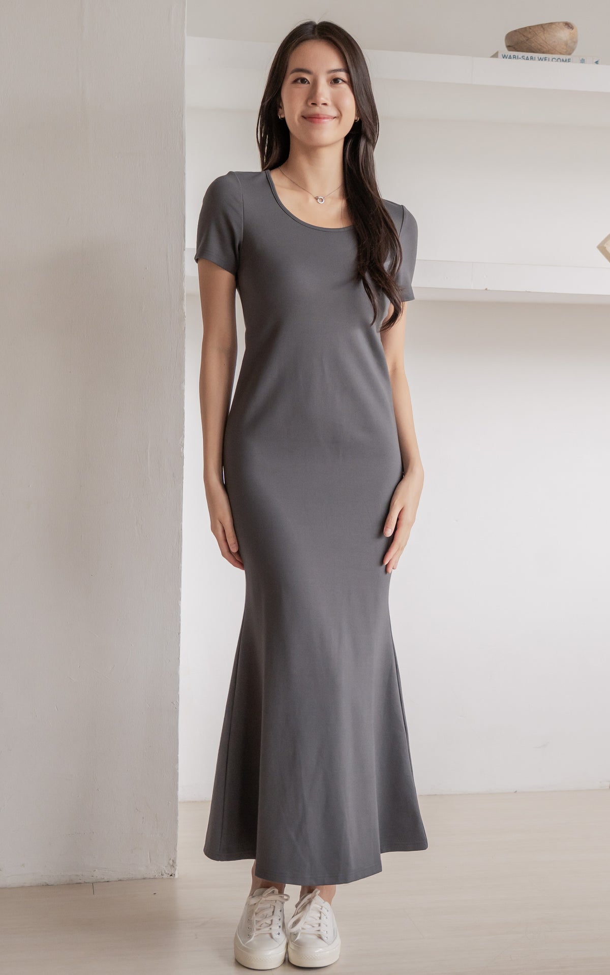 Malia Padded Bodycon Nursing Dress in Charcoal