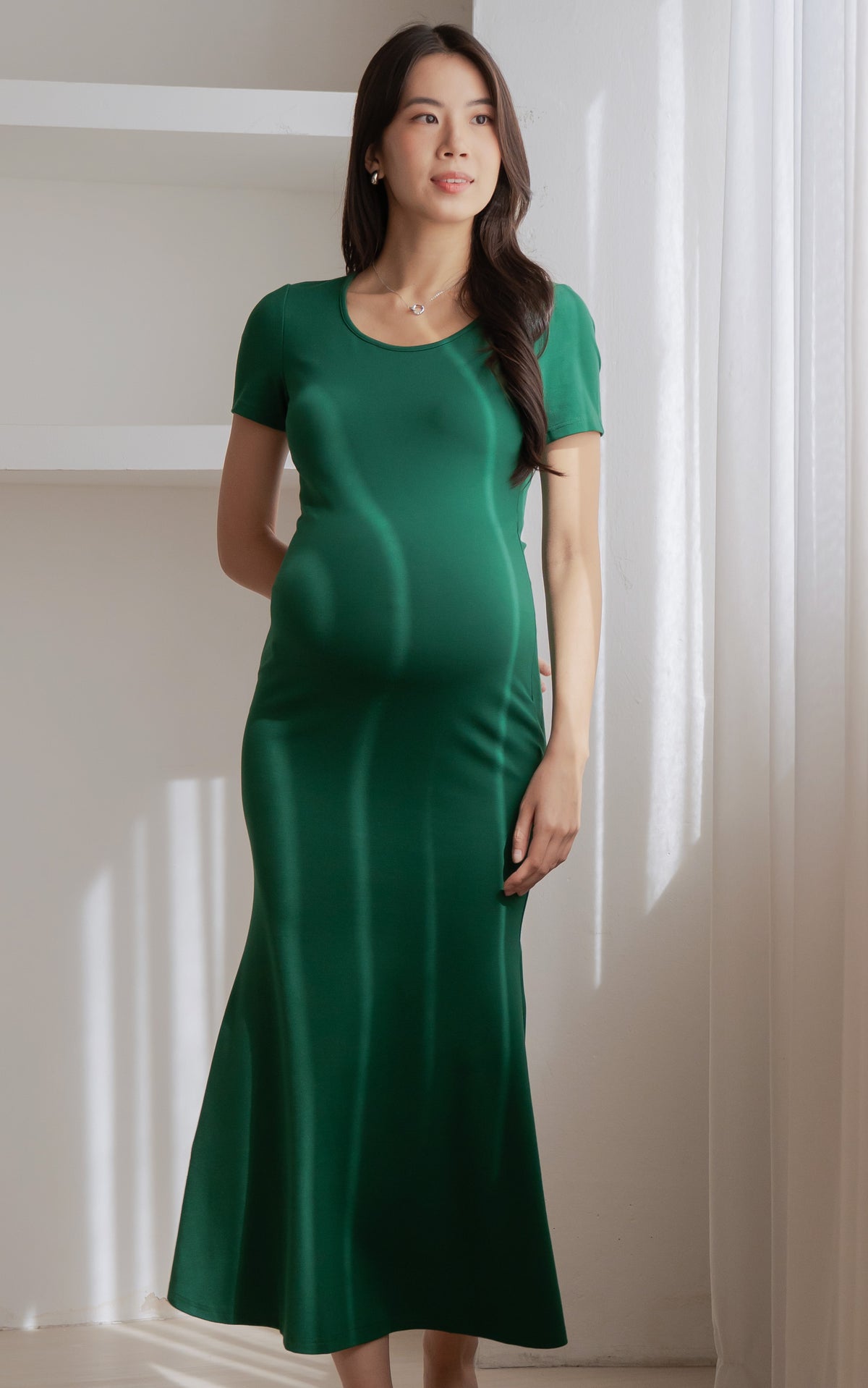 Malia Padded Bodycon Nursing Dress in Green