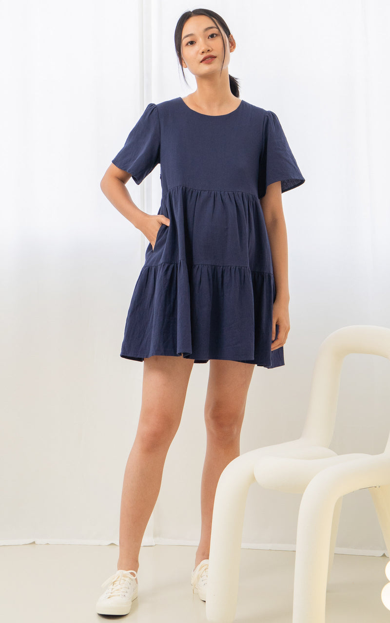 Maya Nursing Dress in Navy