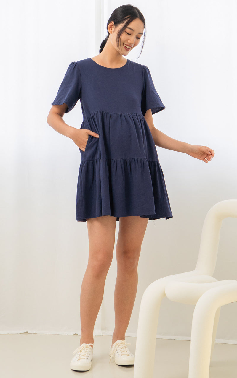 Maya Nursing Dress in Navy