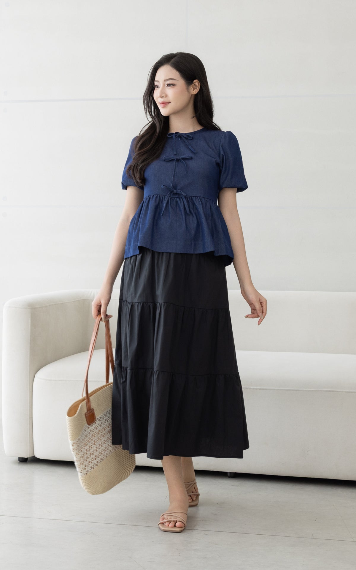 Emmy Cotton Maternity Skirt in Black