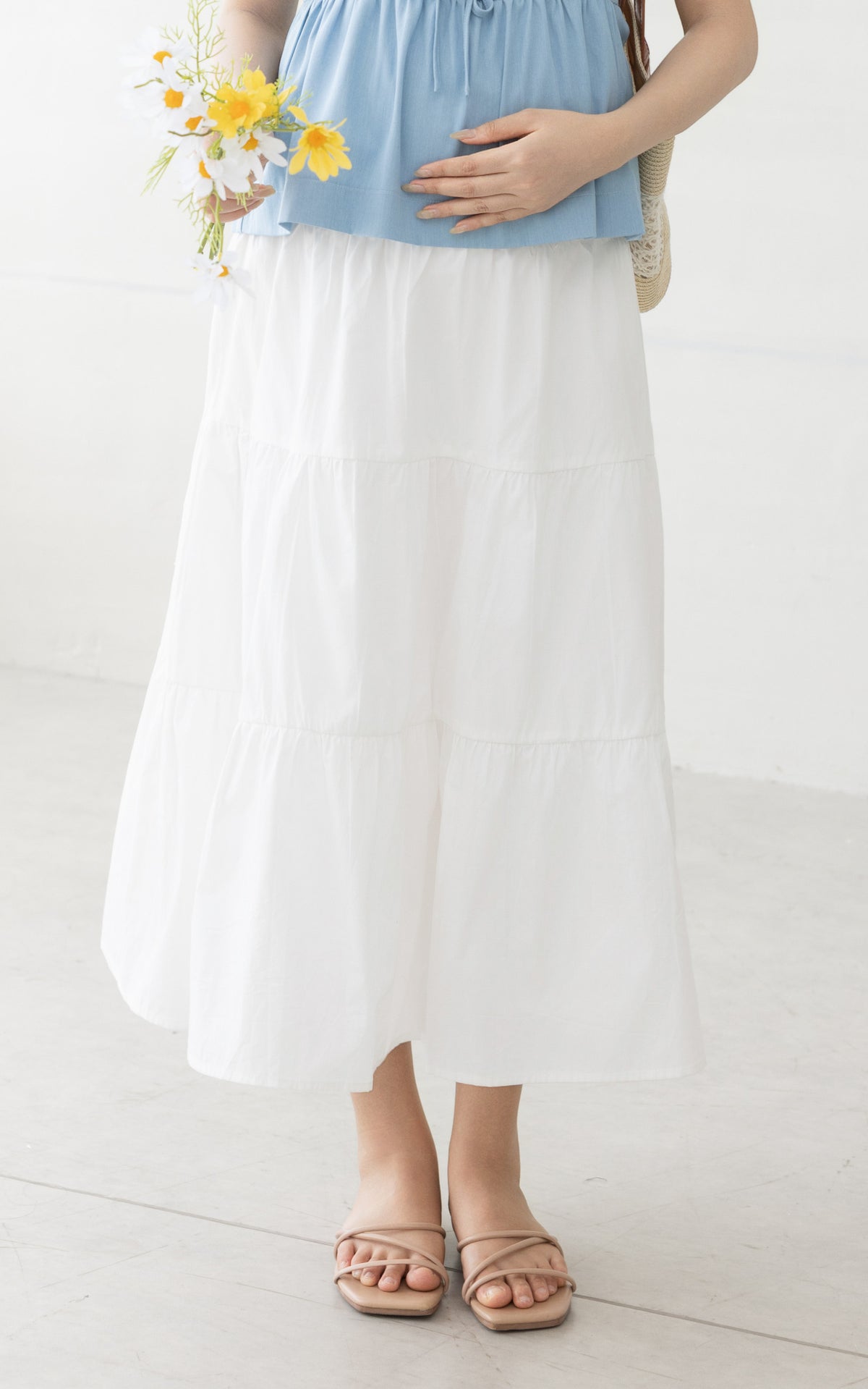 Emmy Cotton Maternity Skirt in White