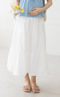 Emmy Cotton Maternity Skirt in White