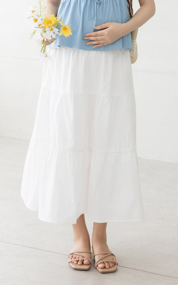 Emmy Cotton Maternity Skirt in White