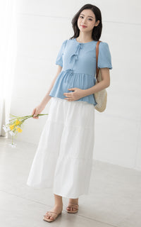 Mya Ribbons Nursing Top in Light Blue