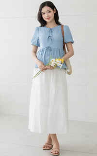 Mya Ribbons Nursing Top in Light Blue