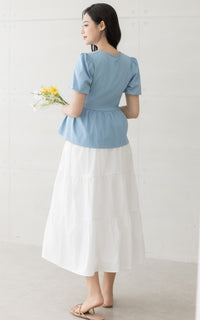 Mya Ribbons Nursing Top in Light Blue