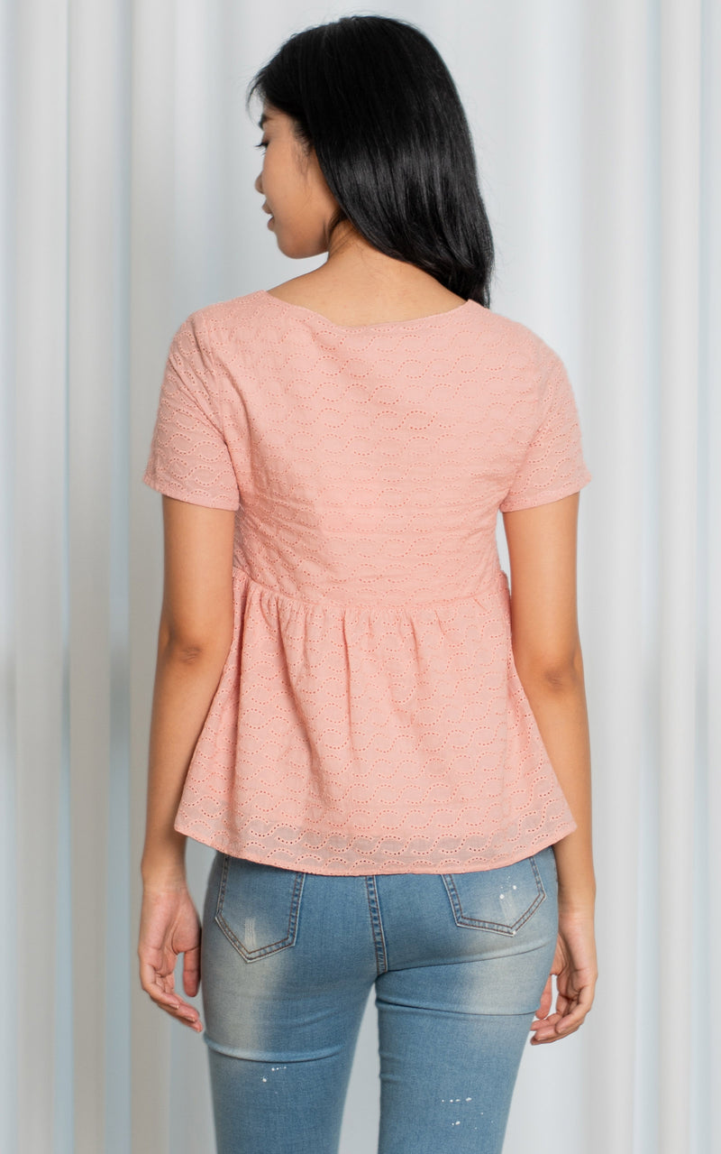 Nevaeh Peplum Nursing Top in Peach