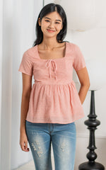 Nevaeh Peplum Nursing Top in Peach