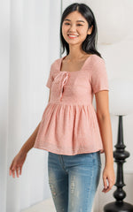 Nevaeh Peplum Nursing Top in Peach