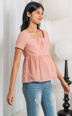 Nevaeh Peplum Nursing Top in Peach