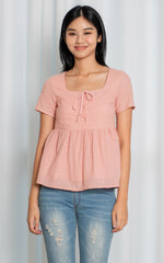 Nevaeh Peplum Nursing Top in Peach