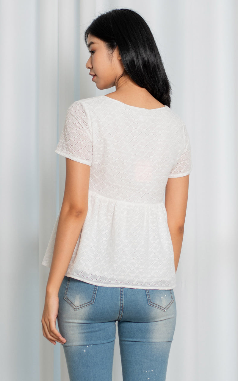 Nevaeh Peplum Nursing Top in White