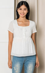 Nevaeh Peplum Nursing Top in White