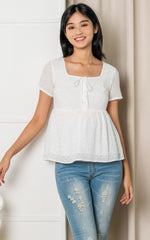 Nevaeh Peplum Nursing Top in White