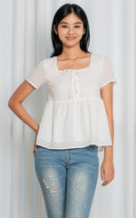 Nevaeh Peplum Nursing Top in White