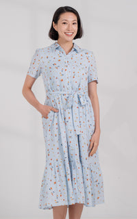 Norah Floral Nursing Dress in Blue