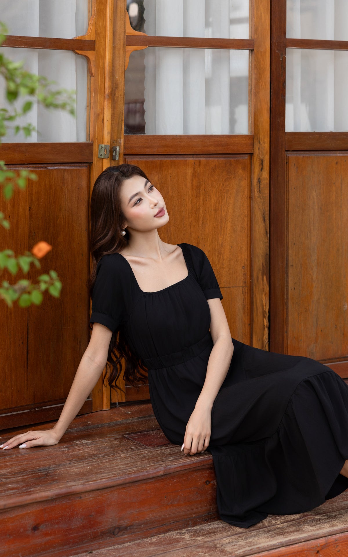 Paige Off-The-Shoulder Resort Dress in Black